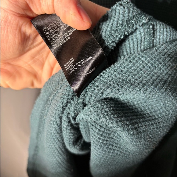 Maeve Ainsley Thermal Waffle Knit Dark Teal Turtleneck Size Large - Picture 6 of 6